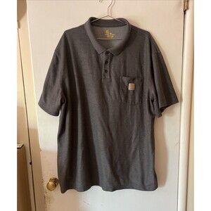 Carhartt Polo Shirt  Gray Original Fit Pocket Short Sleeve Workwear | Mens 3XL